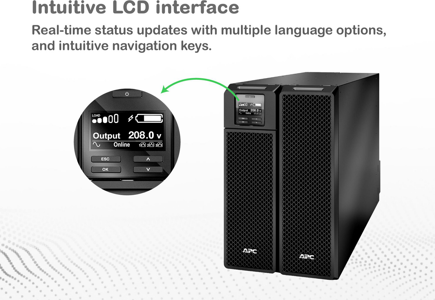 APC Smart-UPS On-Line, 8kVA/8kW, Tower, 208V, 4x L6-20R+2x L6-30R NEMA outlets, Network Card+SmartSlot, Extended runtime, W/O rail kit View 8
