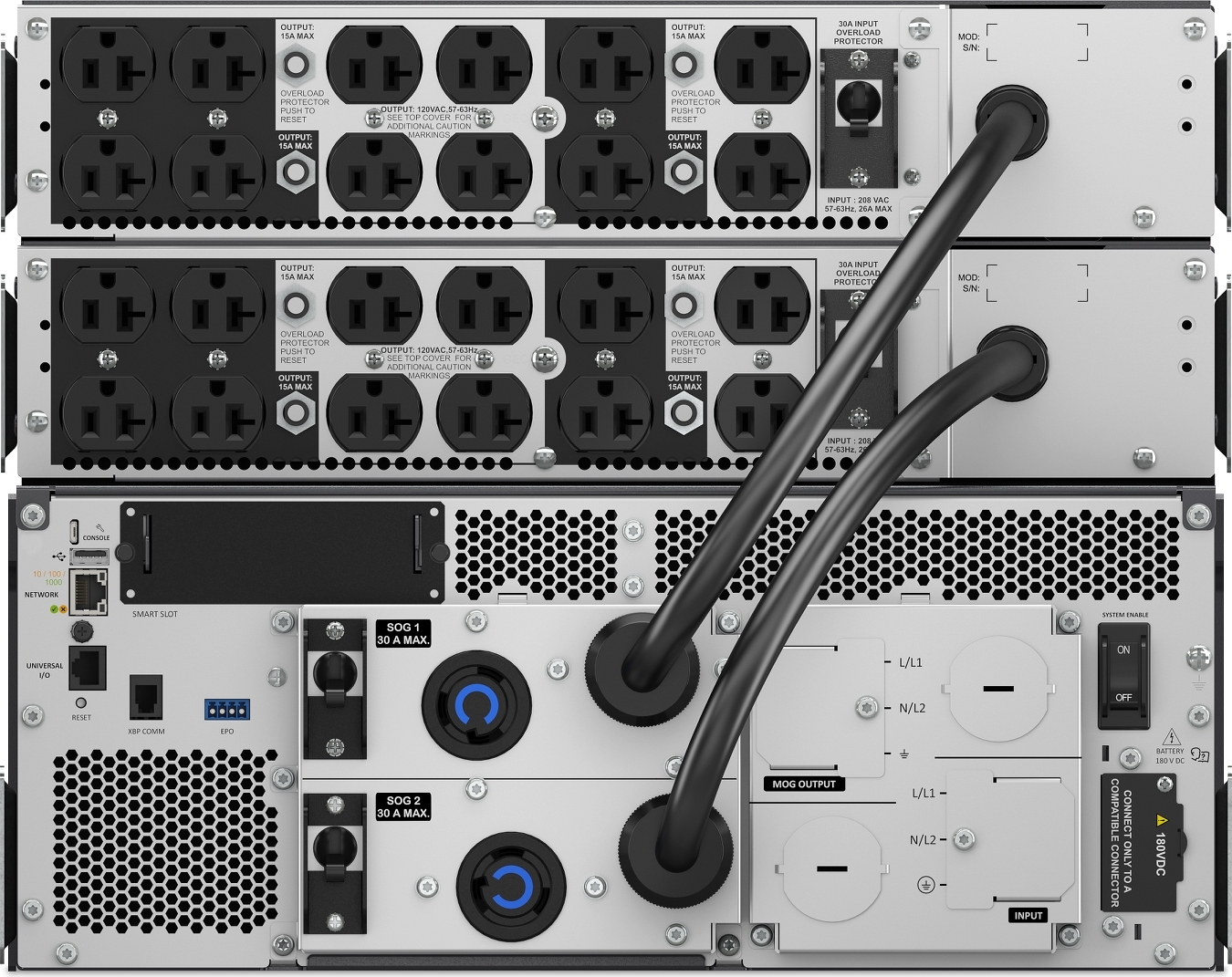 APC Smart-UPS Ultra Li-ion 10KVA 208V RM UPS with 2 of 5KVA Step Down Transformer Front View
