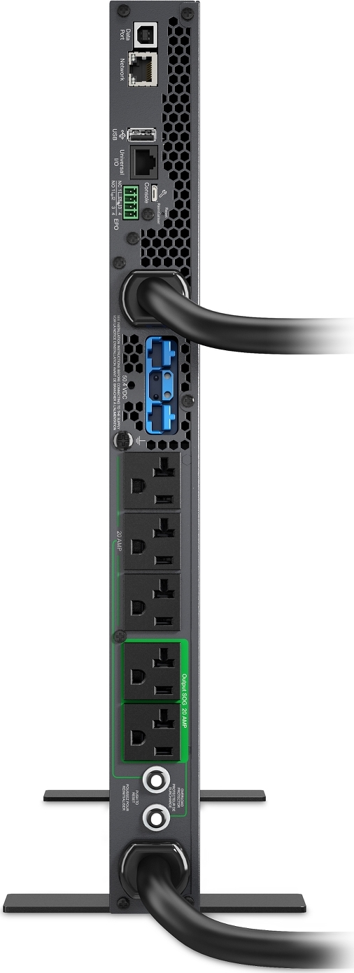 APC Smart-UPS Ultra On-Line, 3000VA, Lithium-ion, Rack/Tower 1U, 120V, 5x 5-20R + 1x L5-30R NEMA outlets, Network Card, Extended runtime, W/rail kit View 9