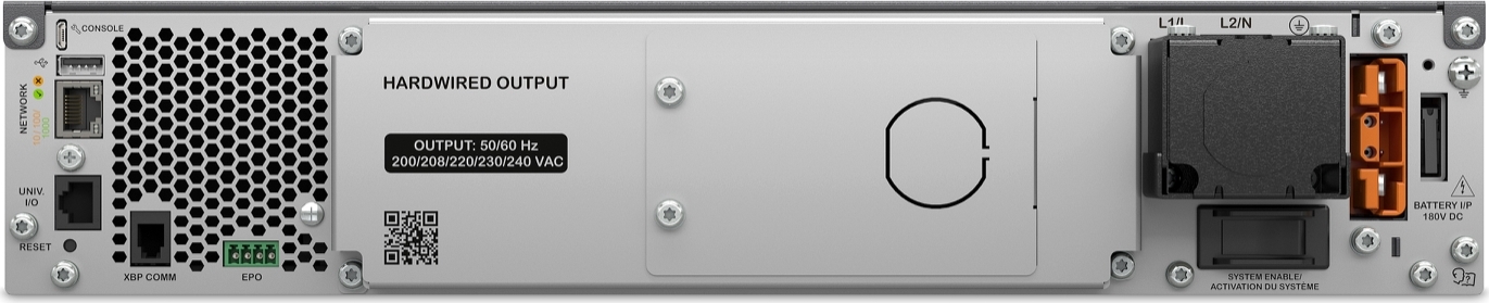 APC Smart-UPS Ultra On-Line, 5000VA, Lithium-ion, Rack/Tower 2U, 230V, Hardwired 3-Wire Output, Network Card, Extended runtime, W/rail kit Front View