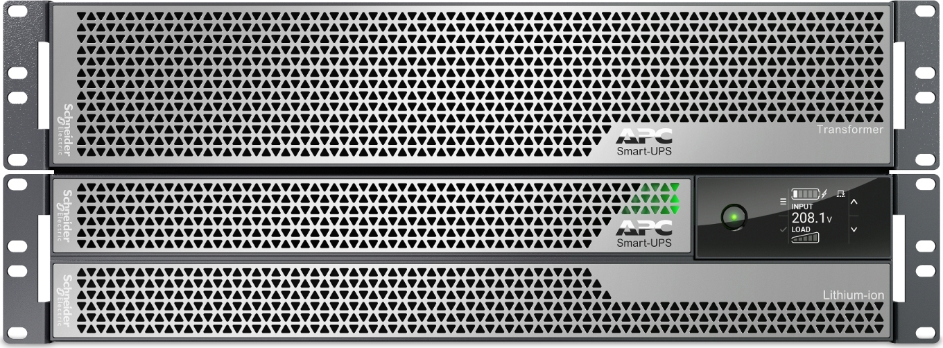 APC Smart-UPS Ultra, 5kVA, Rackmount 4U, 208V, 12x 5-20R+2x L6-20R+1x L6-30R NEMA, Network Card+SmartSlot, W/ rail kit, W/ transformer 208V to 120V Back View