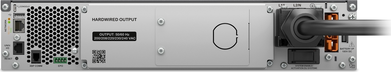 APC Smart-UPS Ultra On-Line, 5000VA, Lithium-ion, Rack/Tower 2U, 230V, Hardwired 3-Wire Output, Network Card, Extended runtime, W/rail kit Front View