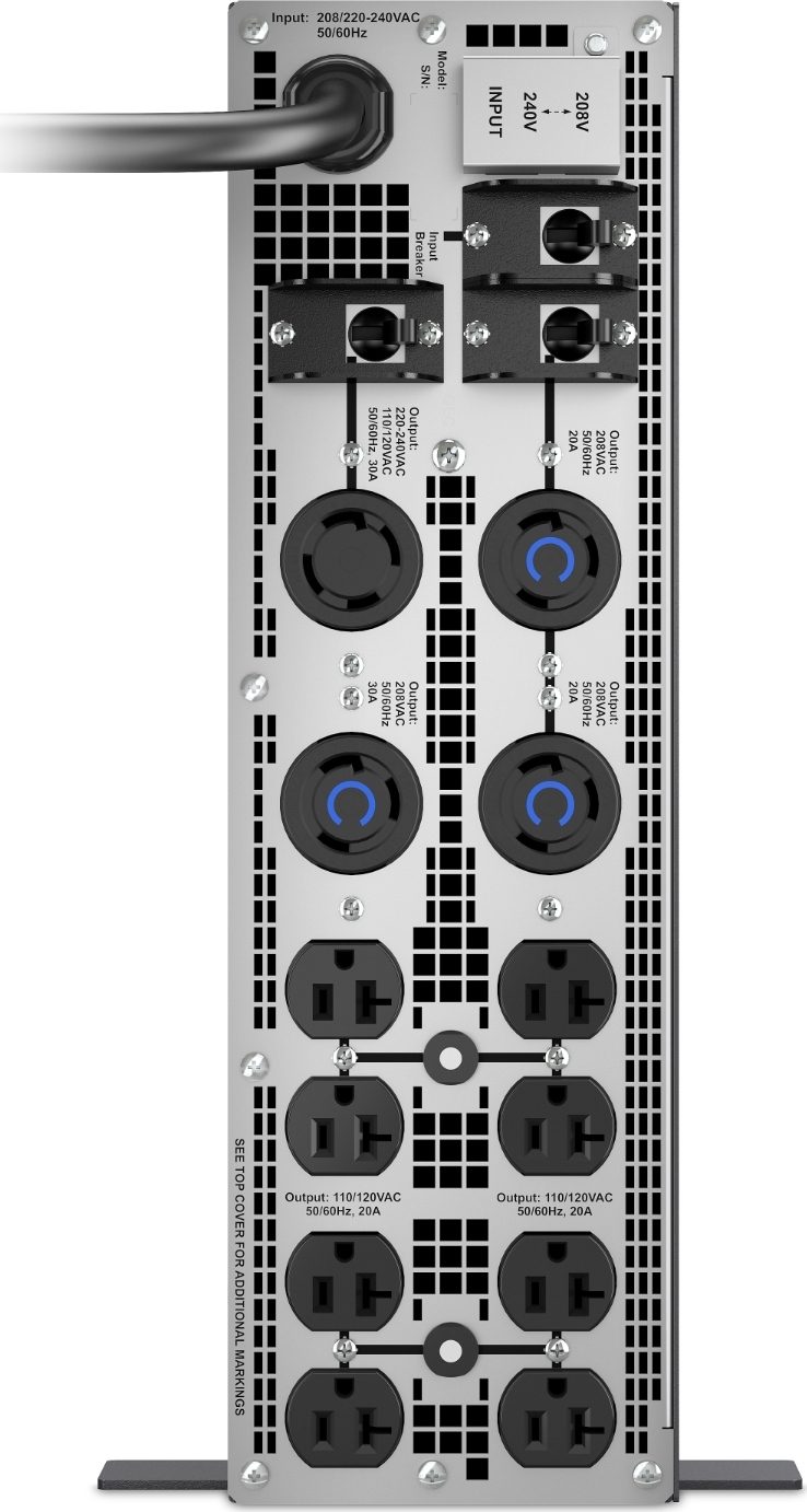 APC Smart-UPS Ultra Tower Isolation/Step-Down Transformer, 5kVA, 8x 5-20R & 2x L6-20R & 1x L6-30R & 1x L14-30R NEMA outlets Back View