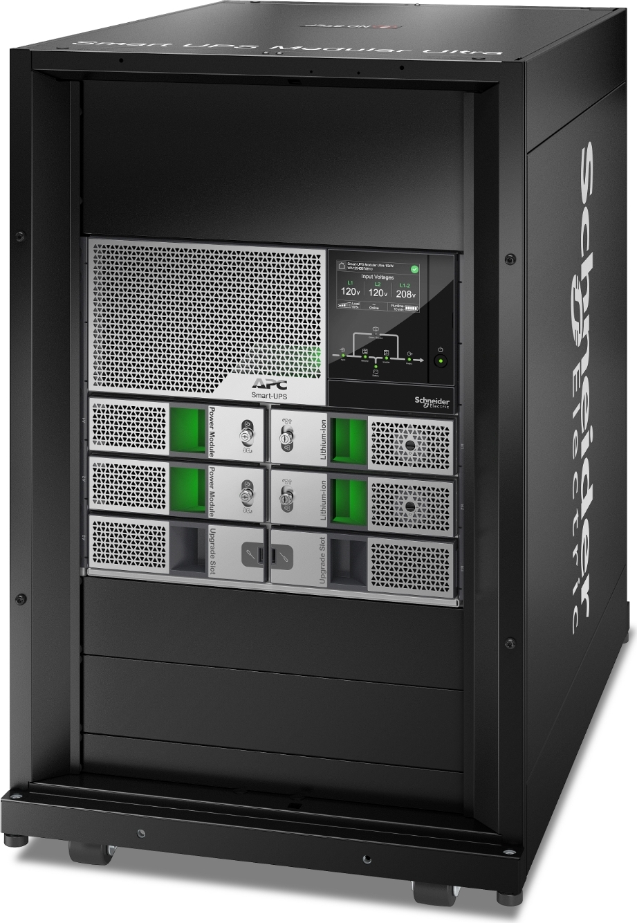 APC Smart-UPS Modular Ultra On-Line, 10kW scalable to 15kW, Lithium-ion, Tower 18U, 208/240V, Network Management, Extended runtime, W/rail kit Front View