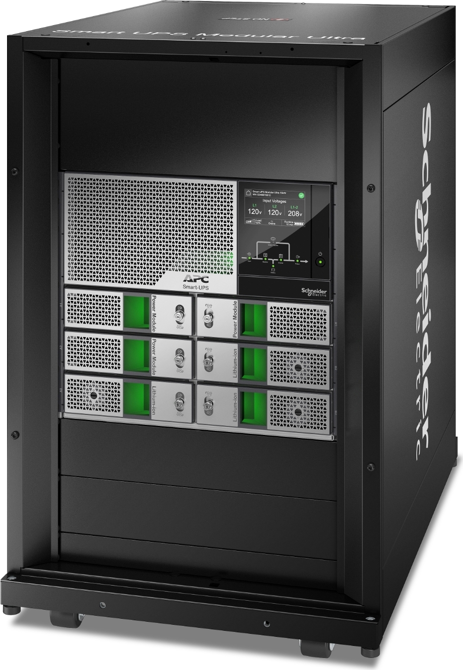 APC Smart-UPS Modular Ultra On-Line, 15kW, Lithium-ion, Tower 18U, 208/240V, Network Management, Extended runtime, W/rail kit Front View