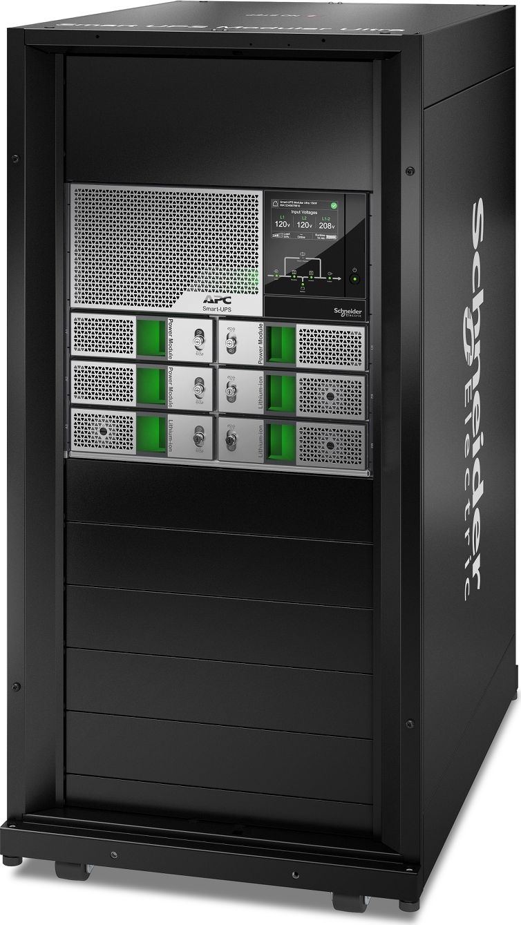 APC Smart-UPS Modular Ultra On-Line, 15kW, Lithium-ion, Tower 24U, 208/240V, Network Management Card Front View