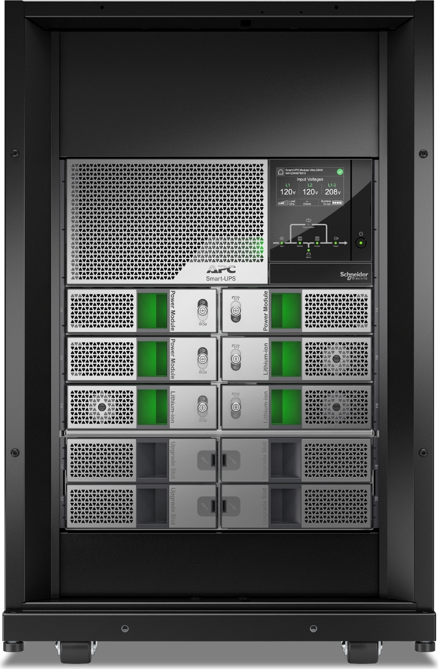 APC Smart-UPS Modular Ultra On-Line, 15kW scalable to 20kW N+1, Lithium-ion, Tower 18U, 208/240V, Network Management, W/ Battery chassis Hardware Detail