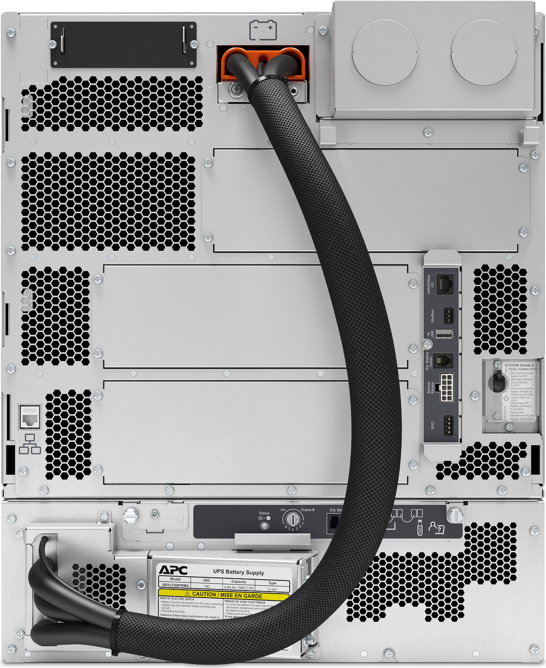 APC Smart-UPS Modular Ultra, On-Line, 20kW scalable to 20kW N+1, Lithium-ion, Rackmount 12U, 208/240V, Network Management, w/ External battery chassis Hardware Detail