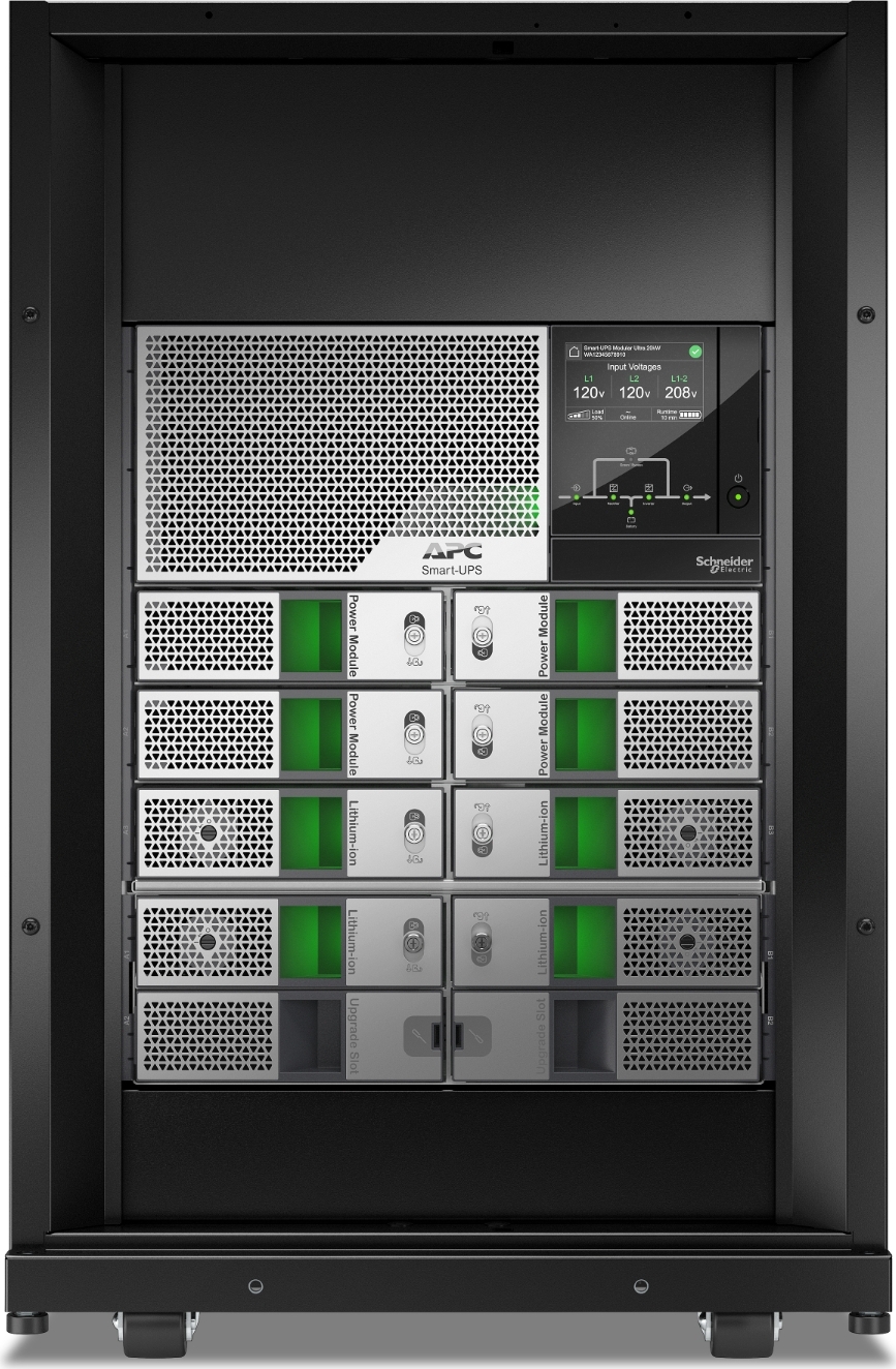 APC Smart-UPS Modular Ultra On-Line, 20kW scalable to 20kW N+1, Lithium-ion, Tower 18U, 208/240V, Network Management, W/ Battery chassis Hardware Detail