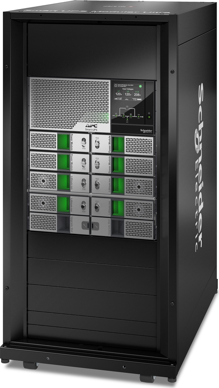 APC Smart-UPS Modular Ultra On-Line, 20kW scalable to 20kW N+1, Lithium-ion, Tower 24U, 208/240V, Network Management, W/ Battery chassis Front View