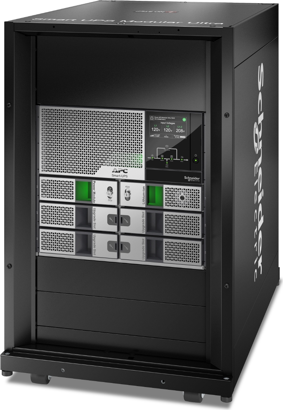 APC Smart-UPS Modular Ultra On-Line, 5kW scalable to 15kW, Lithium-ion, Tower 18U, 208/240V, Network Management, Extended runtime, W/rail kit Front View