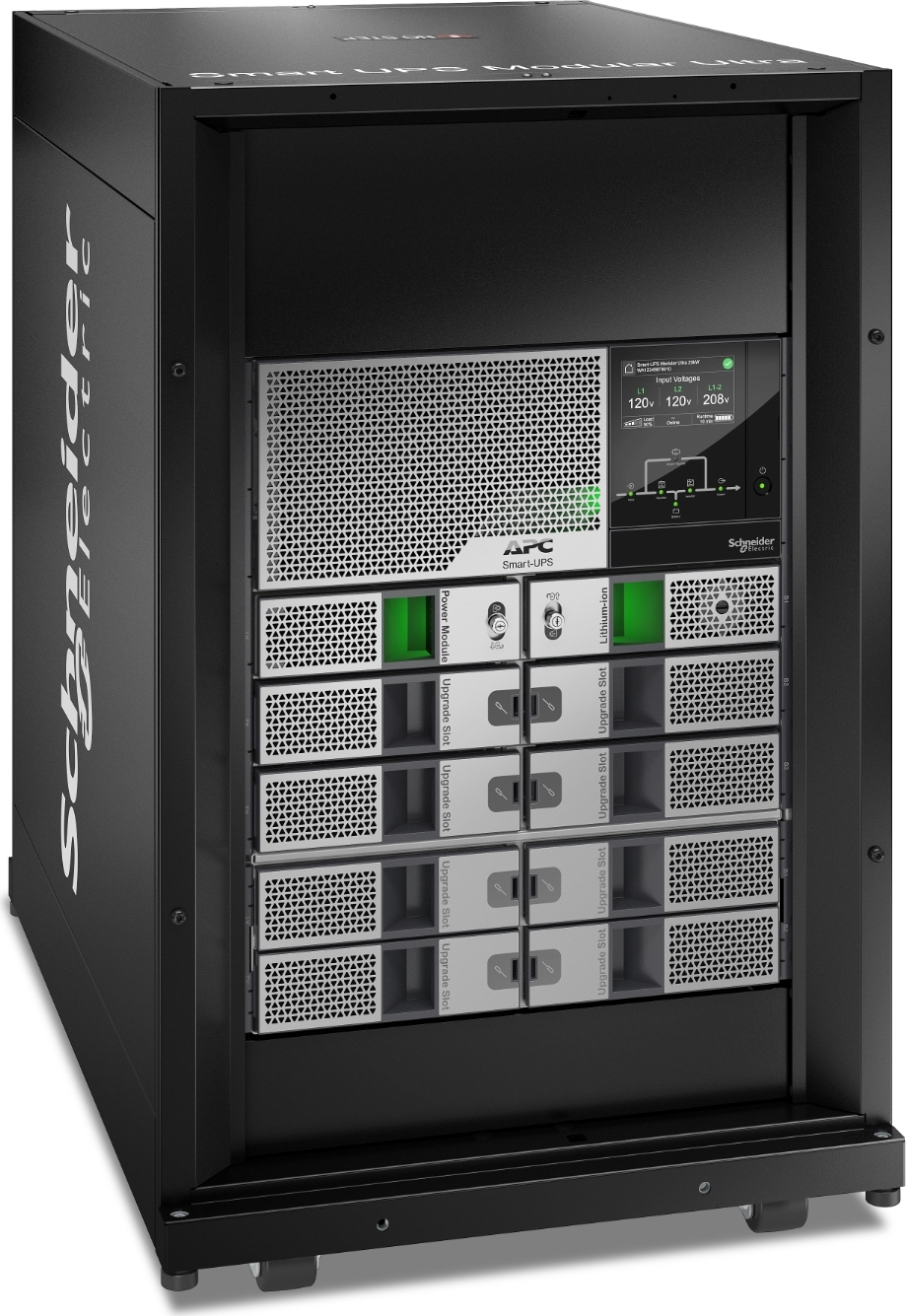 APC Smart-UPS Modular Ultra On-Line, 5kW scalable to 20kW N+1, Lithium-ion, Tower 18U, 208/240V, Network Management, W/ Battery chassis Back View