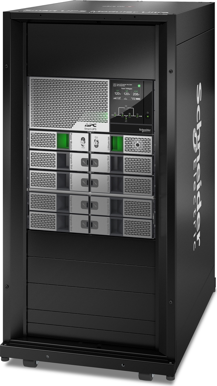 APC Smart-UPS Modular Ultra On-Line, 5kW scalable to 20kW N+1, Lithium-ion, Tower 24U, 208/240V, Network Management, W/ Battery chassis Front View