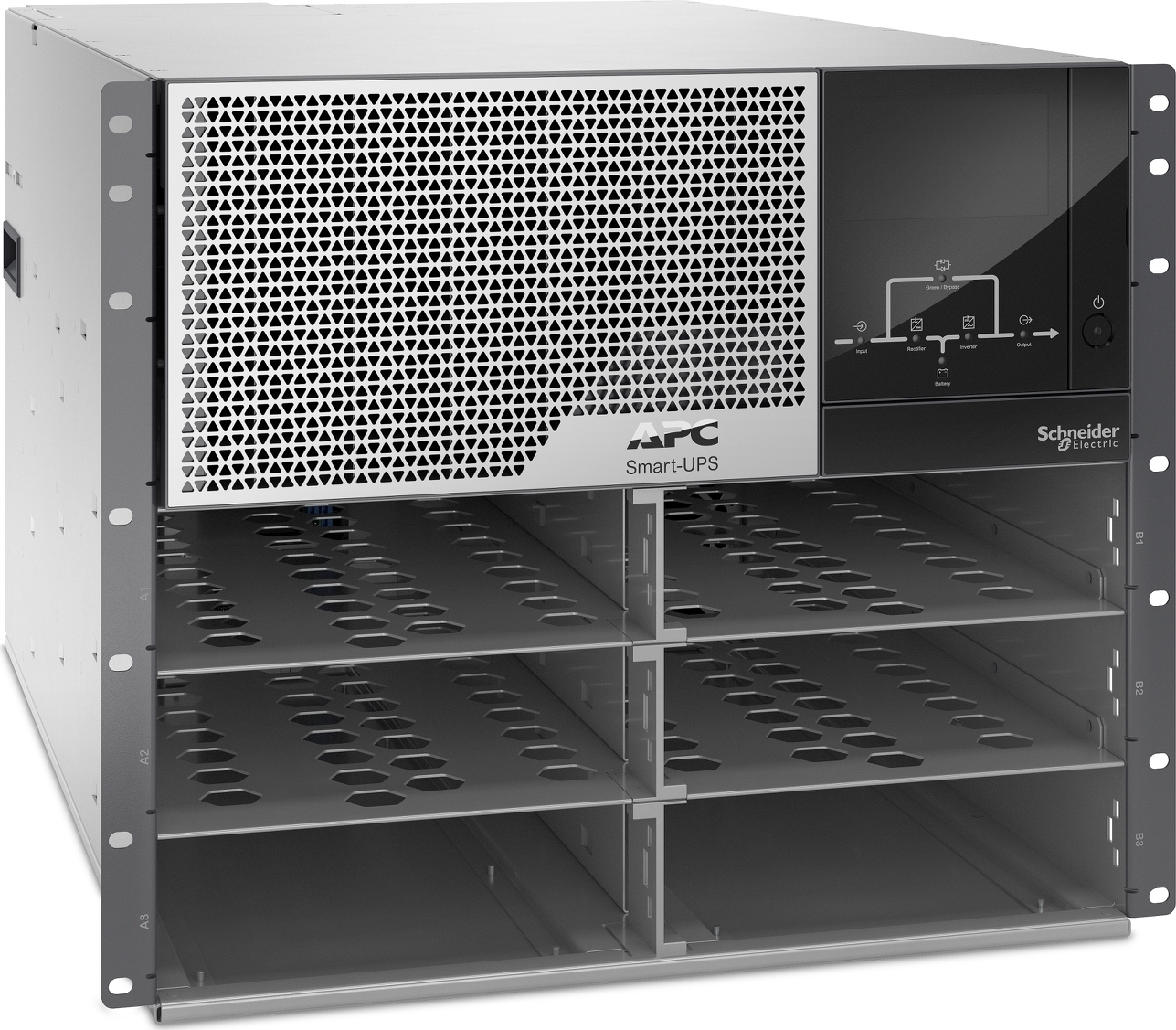 APC Smart-UPS Modular Ultra 15kW Frame, N+1 Redundant, Rackmount, 208/120V Back View