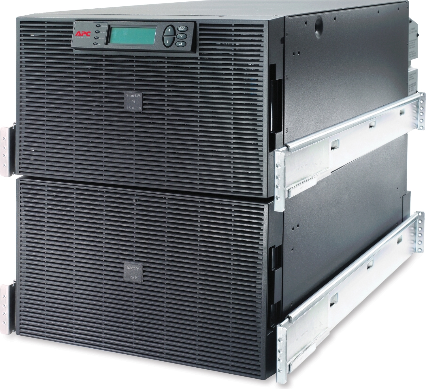APC Smart-UPS RT 15kVA, 208V, LCD, rackmount, 12U, 4x NEMA L6-20R & 2x NEMA L6-30R outlets Front View