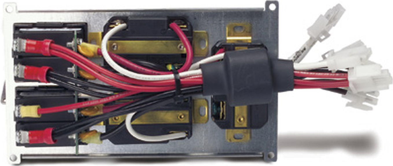 APC Symmetra LX power distribution panel; (1) L14-30, (2) L5-20 Front View