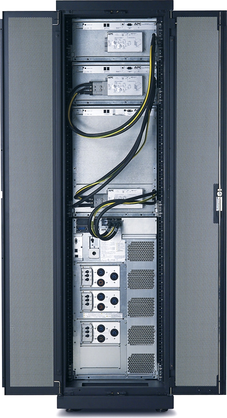 APC Symmetra LX Extended Run Rack-mount w/ 3 SYBT5, 208V Back View