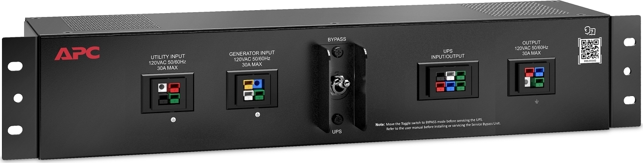 APC Smart-UPS Industrial Service Bypass Unit, 30A, 120V, rack mount, 2U, with generator input Back View