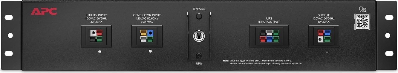 APC Smart-UPS Industrial Service Bypass Unit, 30A, 120V, rack mount, 2U, with generator input Hardware Detail