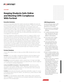 Keeping Students Safe Online and Meeting CIPA Compliance With Fortinet Solution Brief