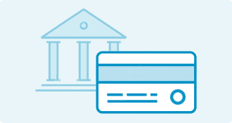 credit card icon next to lincoln memorial