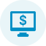 round dollar sign on computer screen icon