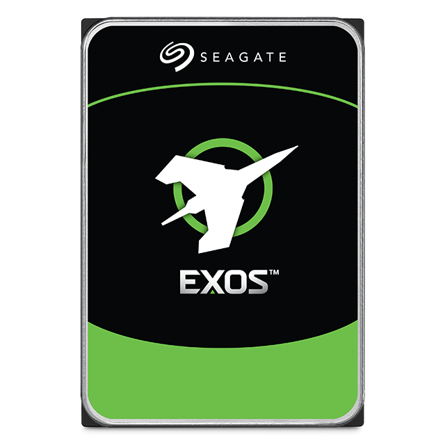 Seagate Exos 32TB enterprise hard drive, top view showing the 3.5-inch form factor
