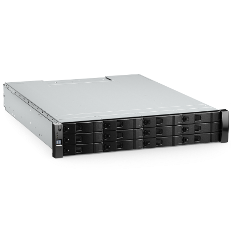 Seagate Exos FUSE AP2U12 front view showing 12 drive bays and status indicators