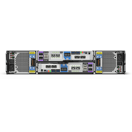Rear view of the Seagate Exos FUSE AP2U12 showing dual controllers, network and SAS ports