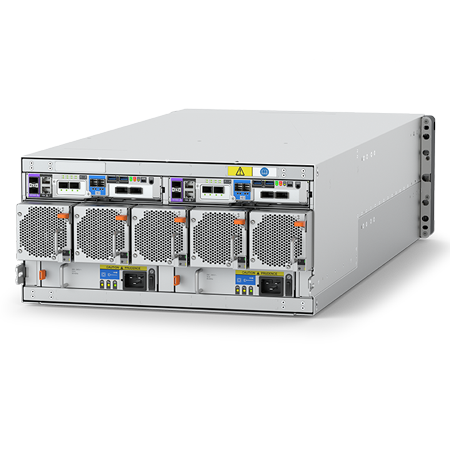 Rear view of a Seagate Exos FUSE AP5U84 showing dual controllers, power supplies and network ports