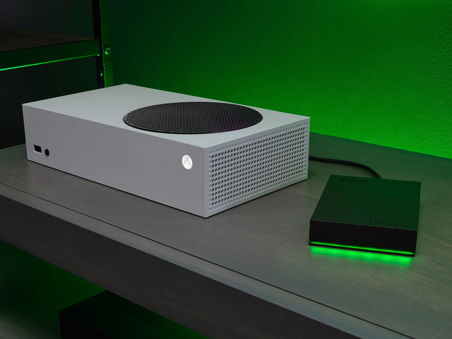 Seagate external storage shown alongside a laptop