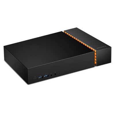 Seagate FireCuda Gaming Dock viewed from the right showing rear connectivity