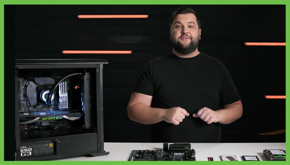 A PC gaming setup illustrating how to pick the right game drive