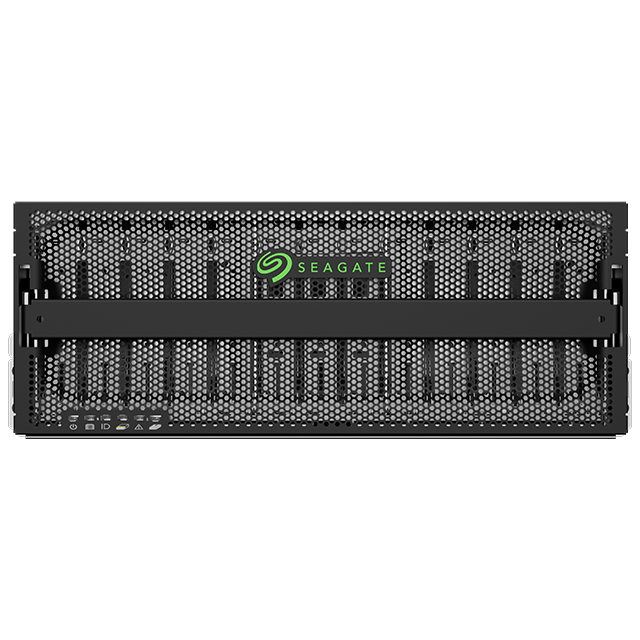 Seagate Exos AP 4U100 storage and compute system, front view with perforated bezel