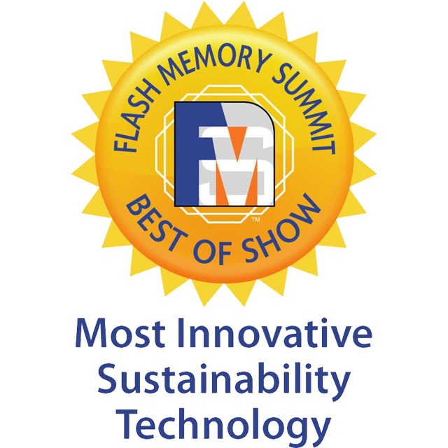Flash Memory Summit Best of Show award badge for Most Innovative Sustainability Technology