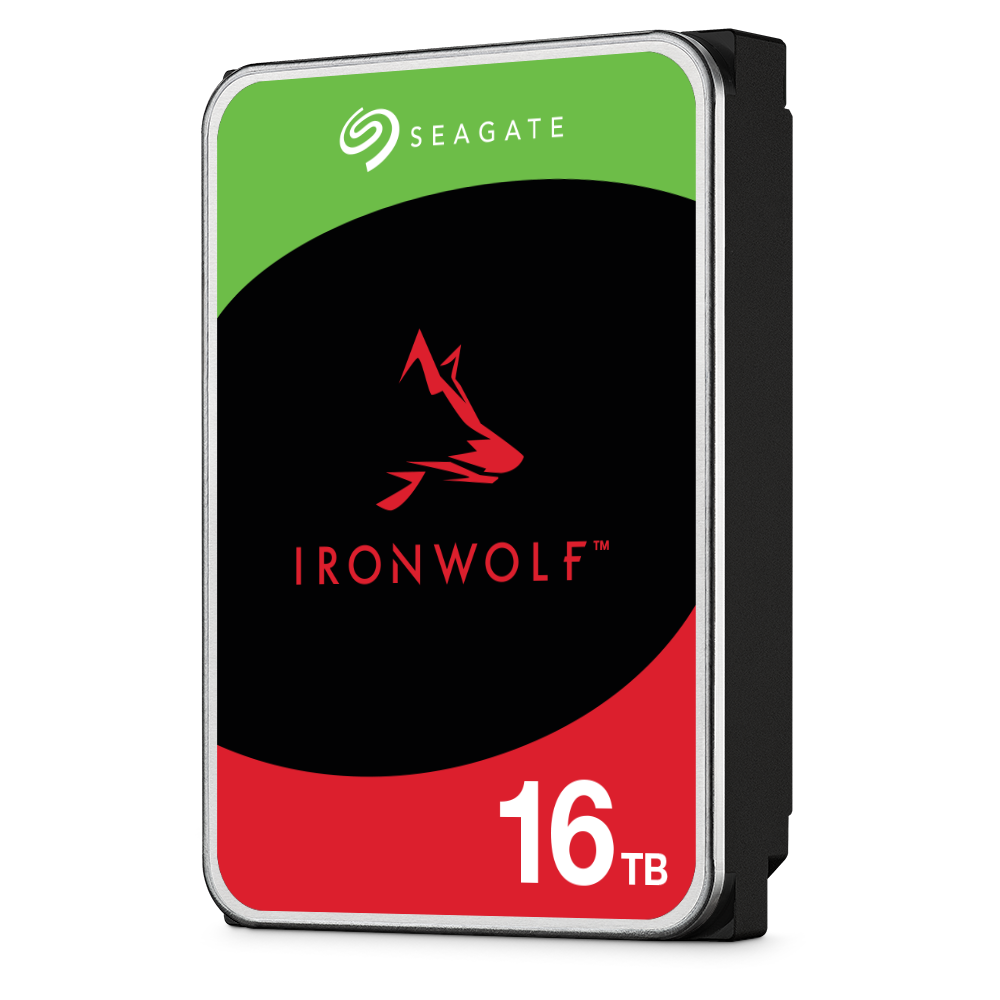Seagate IronWolf NAS hard drive viewed from the left side