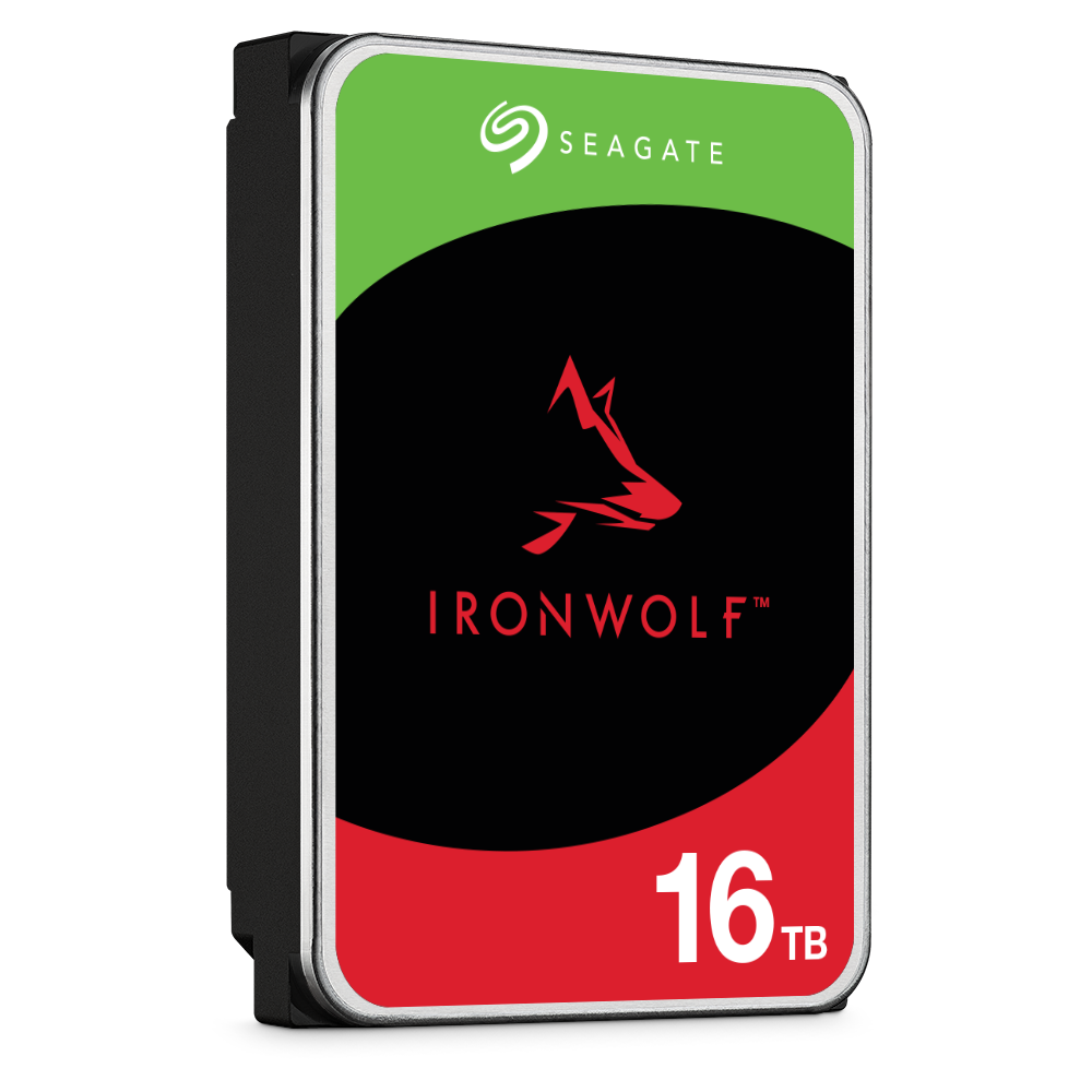 Seagate IronWolf NAS hard drive viewed from the right side showing the SATA connector