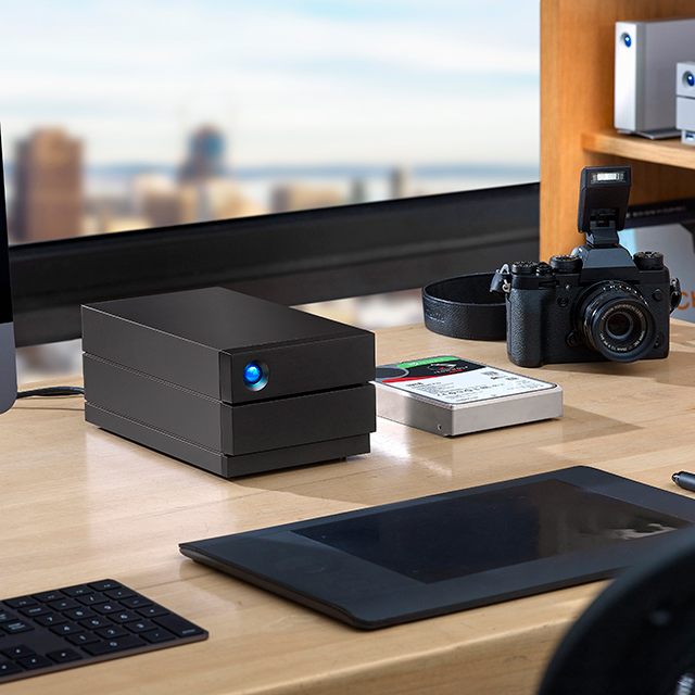 LaCie 2big RAID in a studio environment with a drive tray partially removed