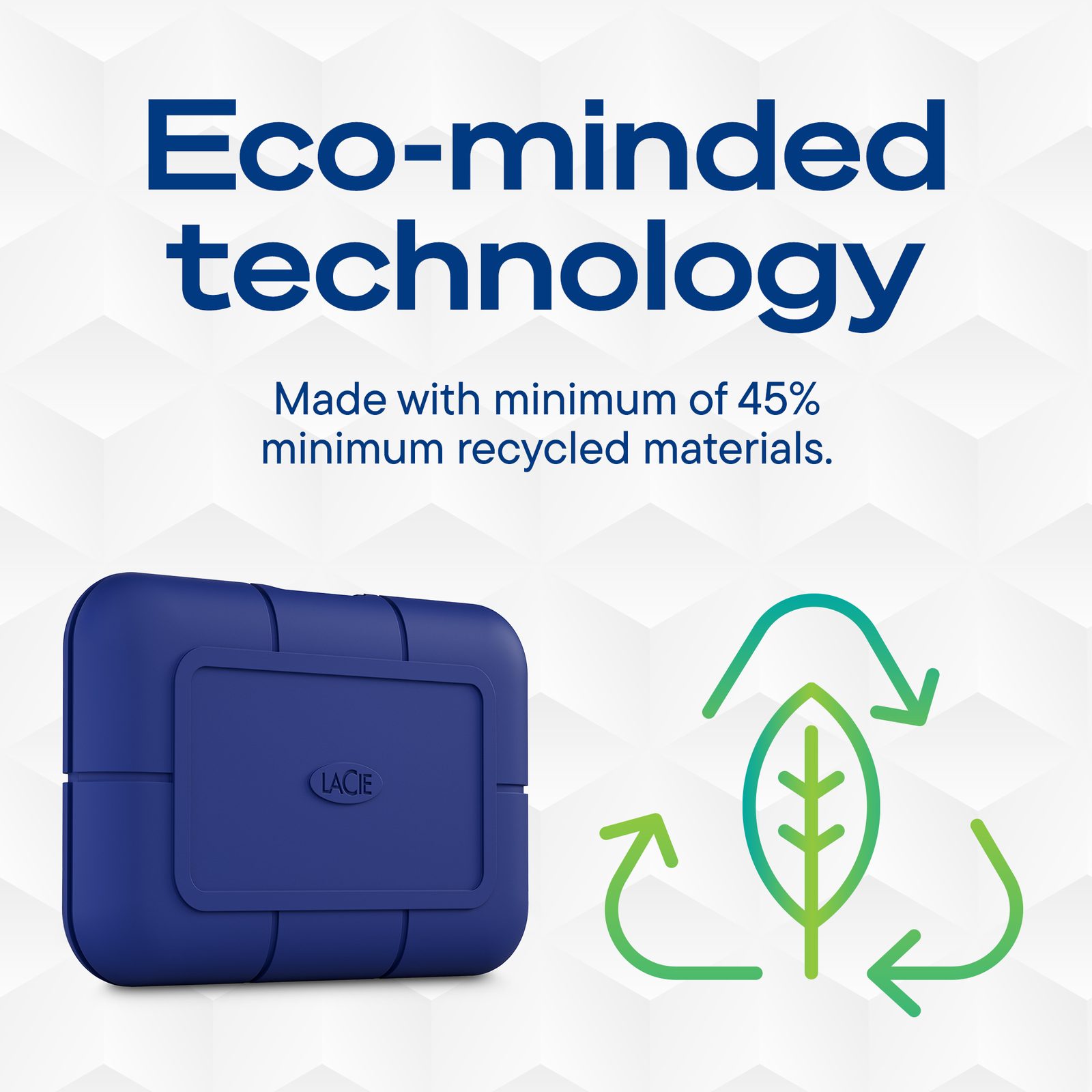 LaCie Rugged Pro5 sustainability and recycled materials detail