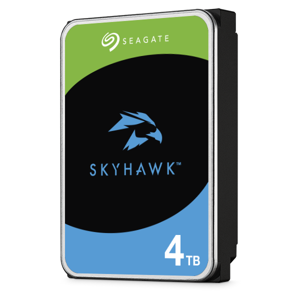Seagate SkyHawk 4TB video hard drive viewed from the left