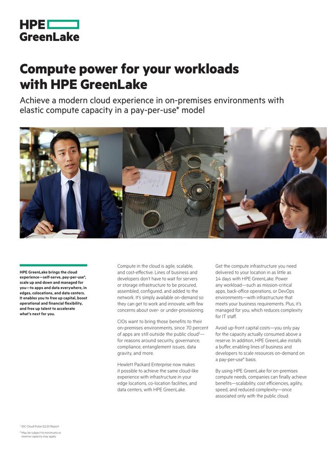 Cover of Compute power with HPE GreenLake