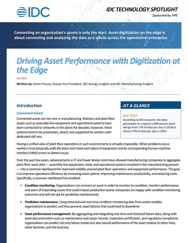 Cover of Driving asset performance with digitization at the edge