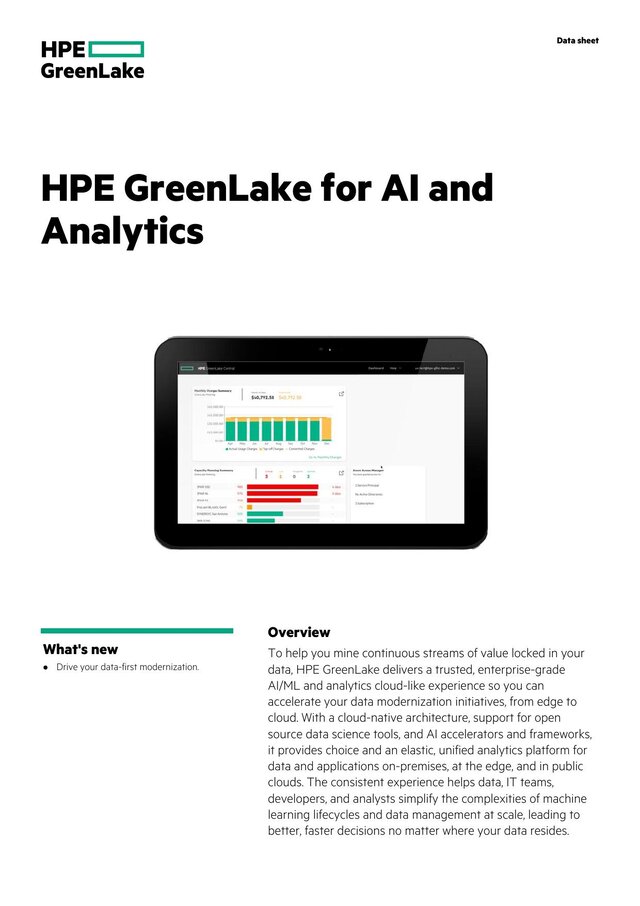 Cover of HPE GreenLake for AI and Analytics