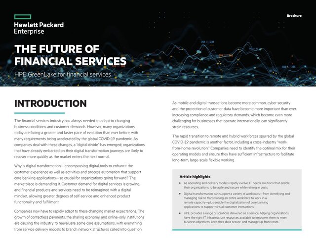 Cover of The future of financial services with HPE GreenLake