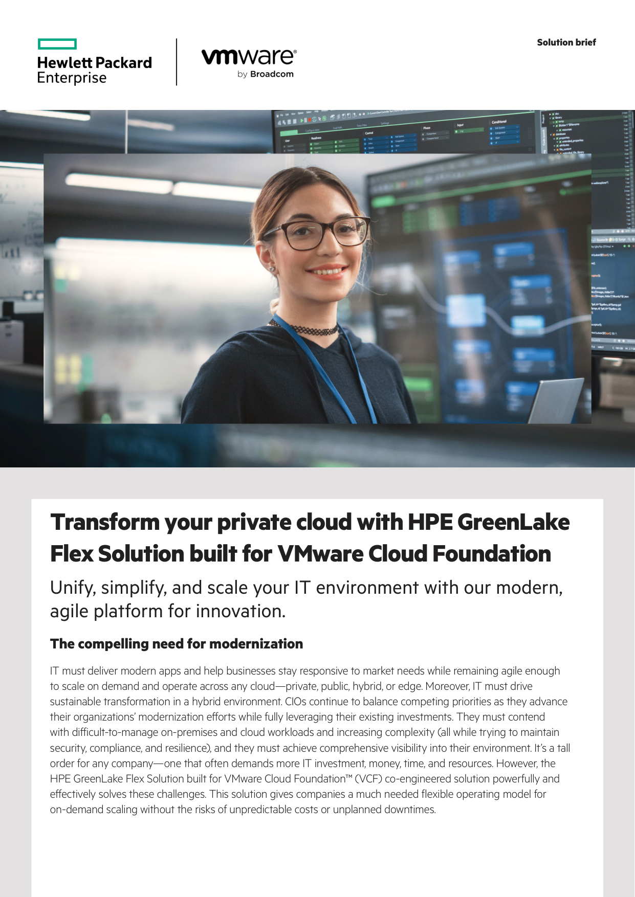 Transform your private cloud with GreenLake Flex for VMware Cloud Foundation brief cover