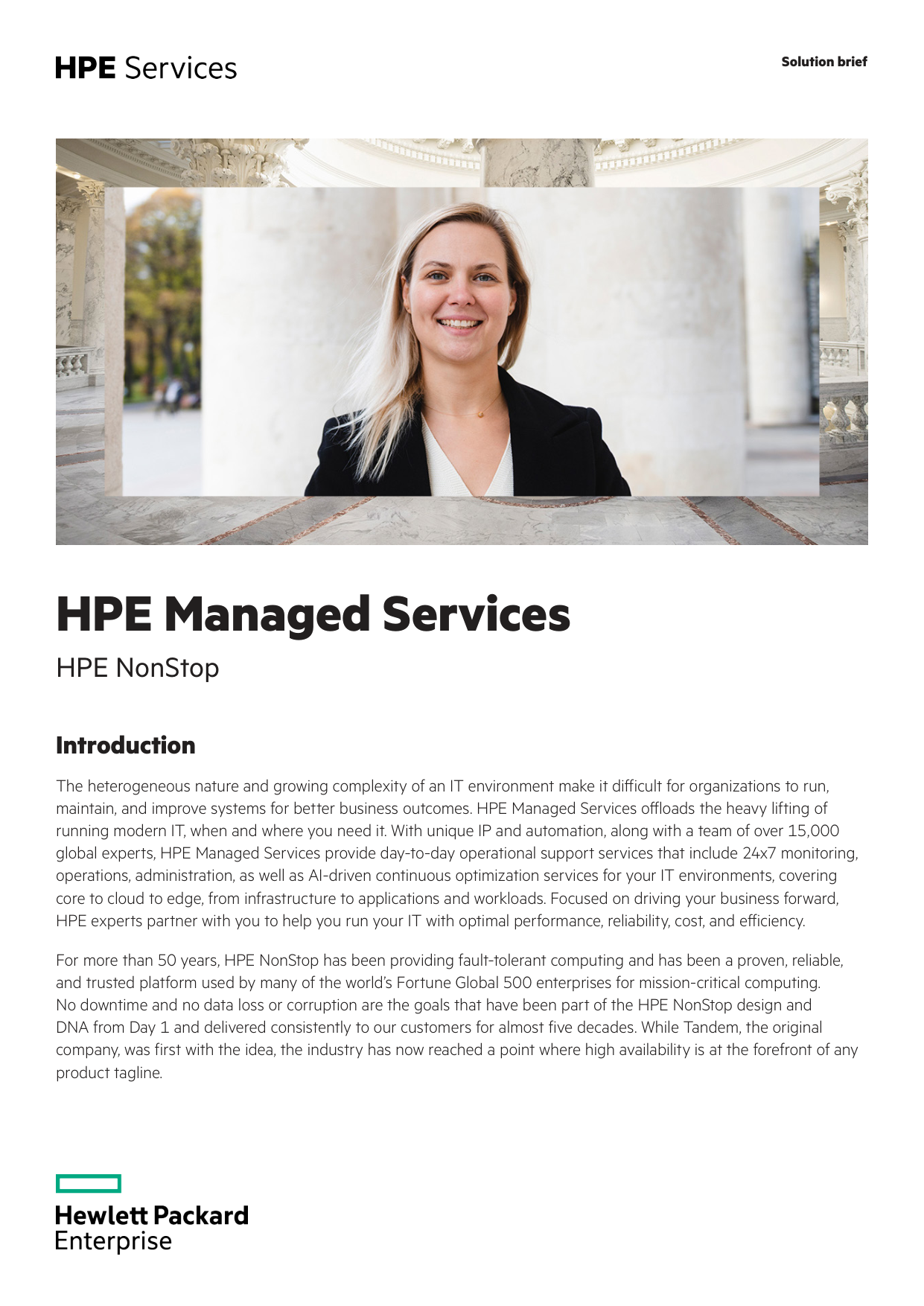 HPE Managed Services for HPE NonStop solution brief cover