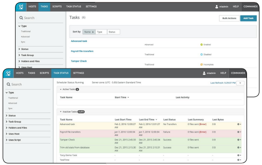 Web-based automation with MOVEit Automation and Any authorized user can view task status
