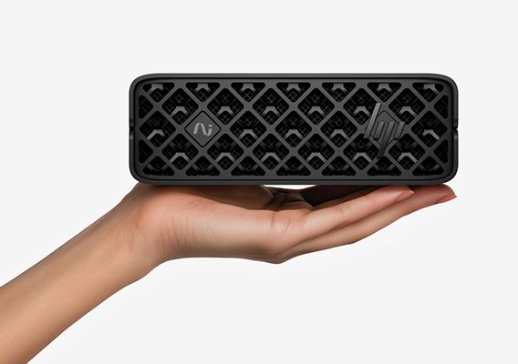HP ZGX Nano G1n AI Station compact form factor — fits in the palm of your hand