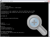 SSH Putty session using "sh run" abbreviated "show running-config" command for current operating configuration