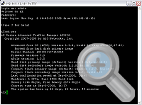 SSH Putty session using "sh ver" abbreviated "show version" command for system hardware and software status